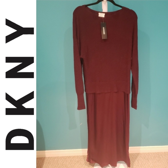 Dkny Dresses & Skirts - BNWT DKNY Long Sleeve Half Sweater Maxi Dress Size XL